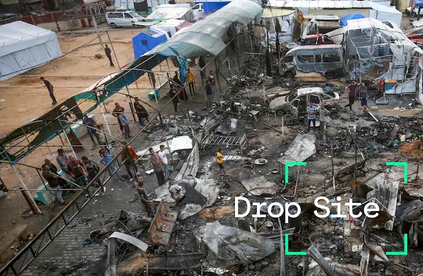 | Palestinians inspect the targeted area on the tents housing displaced civilians after Israeli attacks in the courtyard of Al Aqsa Martyrs Hospital in Deir Al Balah Gaza on October 14 2024 Photo by Ashraf AmraAnadolu via Getty Images | MR Online